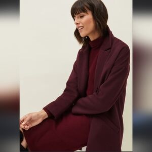 CLAVIN KLEIN MAROON WOOL PEACOAT